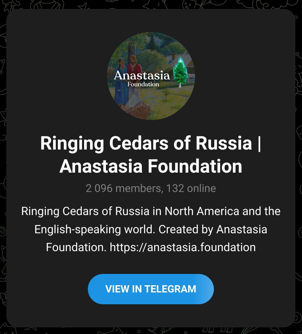 anastasia foundation telegram Ringing Cedars of Russia USA + Canada | Anastasia Foundation